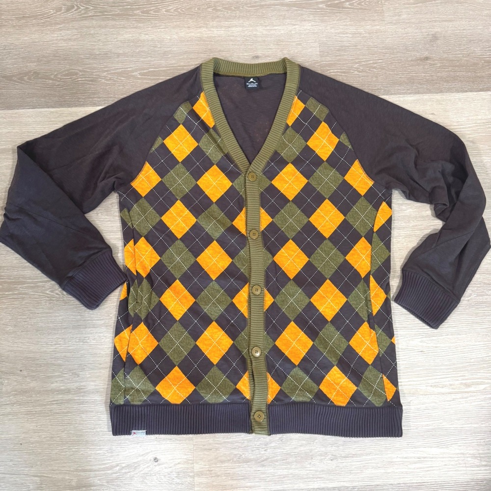 Jordan Cardigan Mens XXLT Brown Argyle V-Neck Button Up Sweater 397340-223